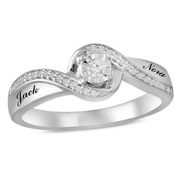 1/8 CT .T.W. Diamond Bypass Frame Promise Ring (2 Names)