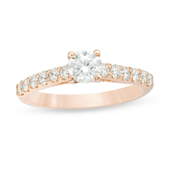 1 CT T W Certified Diamond Engagement  Ring  in 14K Rose  