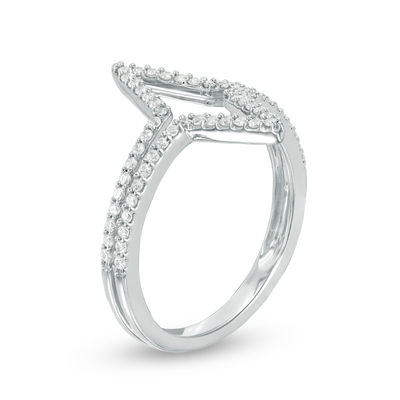 1 3 Ct T W Diamond Double Triangle Split Ring In 10k White Gold Zales