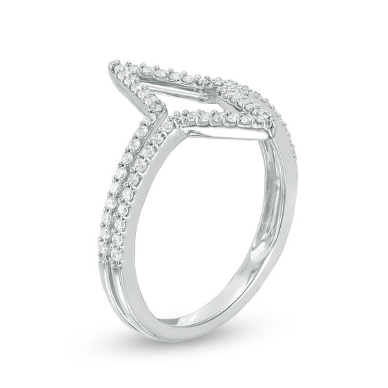 1/3 CT. T.w. Diamond Double Triangle Split Ring in 10K White Gold