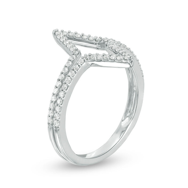 Main Image 2 of 1/3 CT. T.W. Diamond Double Triangle Split Ring in 10K White Gold