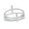 Thumbnail Image 0 of 1/8 CT. T.W. Diamond Double Sideways Cross Split Ring in 10K White Gold