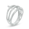 Thumbnail Image 2 of 1/8 CT. T.W. Diamond Double Sideways Cross Split Ring in 10K White Gold