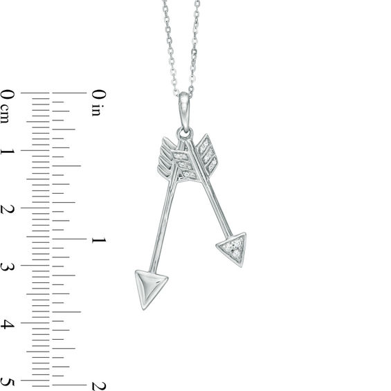 1/15 CT. T.w. Diamond Double Arrow Pendant in 10K White Gold