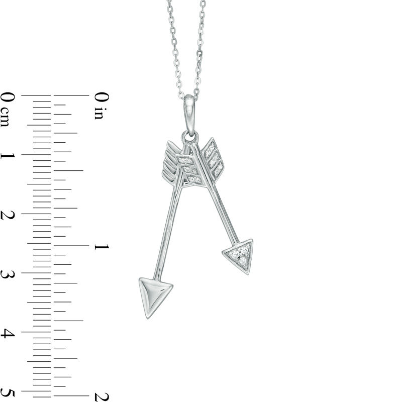 Main Image 3 of 1/15 CT. T.W. Diamond Double Arrow Pendant in 10K White Gold