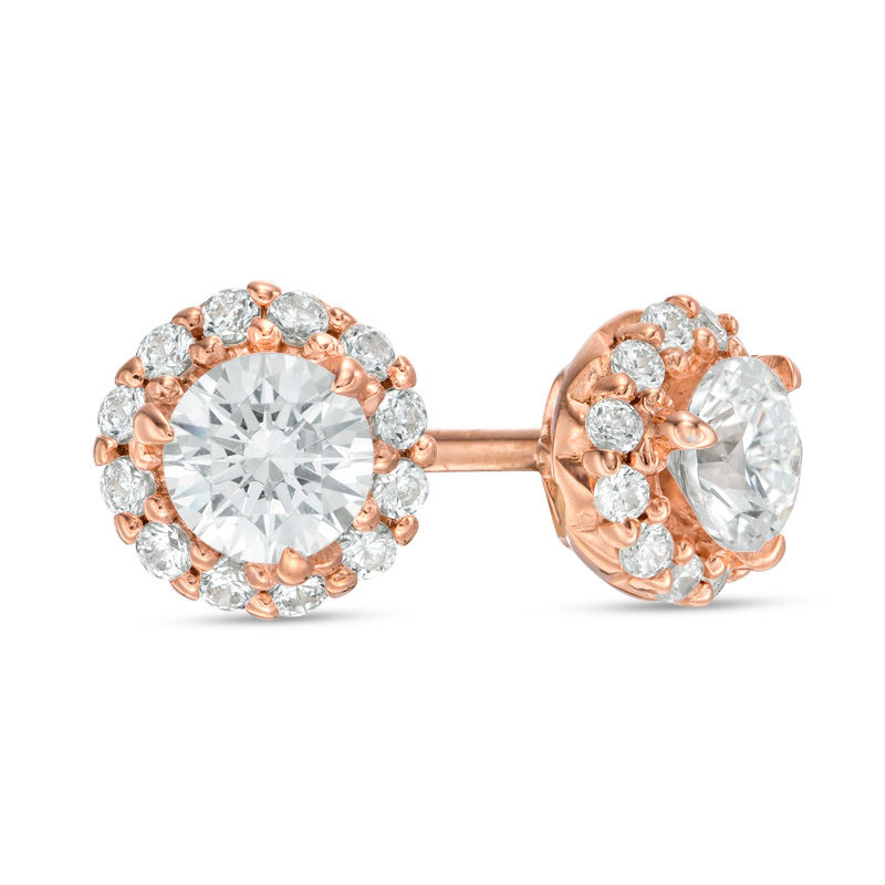 Diamond Halo Stud Earrings 1/2 ct tw Round-Cut 10K Rose Gold | Kay