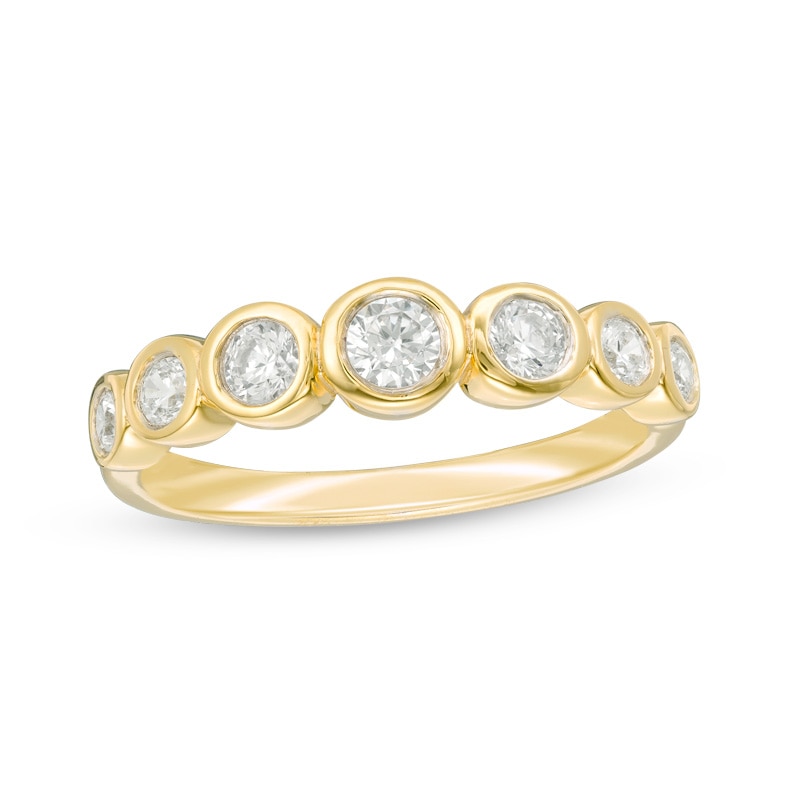 Main Image 1 of 1/2 CT. T.W. Diamond Seven Stone Bubble Band in 10K Gold