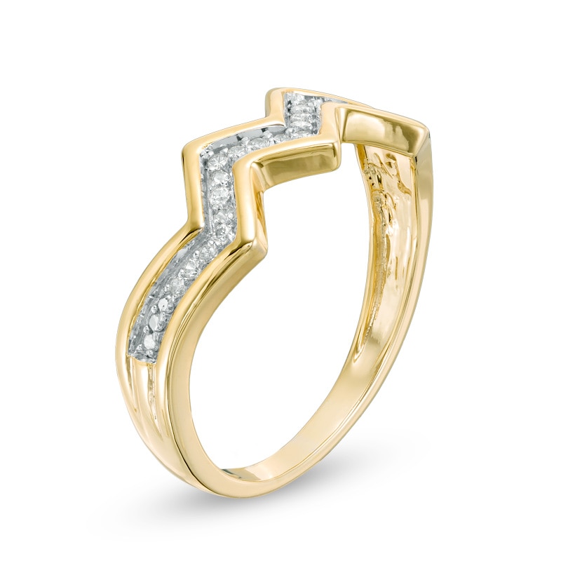 Main Image 2 of 1/8 CT. T.W. Diamond Zig-Zag Band in 10K Gold