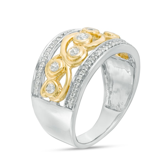 3/8 CT. T.w. Diamond Filigree Scroll Ring in 10K Two-Tone Gold