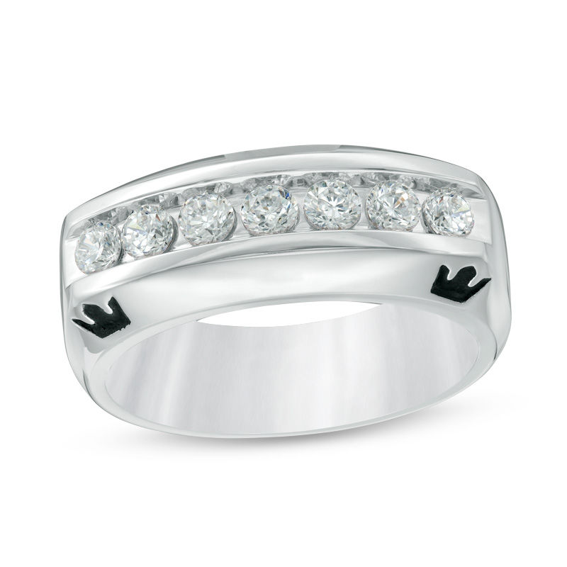Main Image 1 of Enchanted Disney 3/4 CT. T.W. Diamond Crown Wedding Band in 14K White Gold