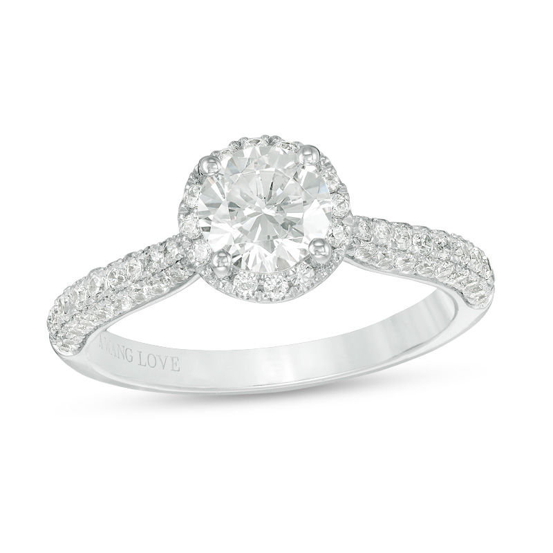 Main Image 1 of Vera Wang Love Collection 1-5/8 CT. T.W. Certified Diamond Frame Engagement Ring in 14K White Gold (I/SI2)