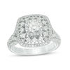 Thumbnail Image 1 of Vera Wang Love Collection 1-1/2 CT. T.W. Diamond Double Cushion Frame Engagement Ring in 14K White Gold