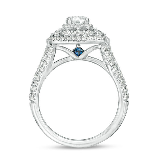 Vera Wang Love Collection 1-1/2 CT. T.w. Diamond Double Cushion Frame Engagement Ring in 14K White Gold