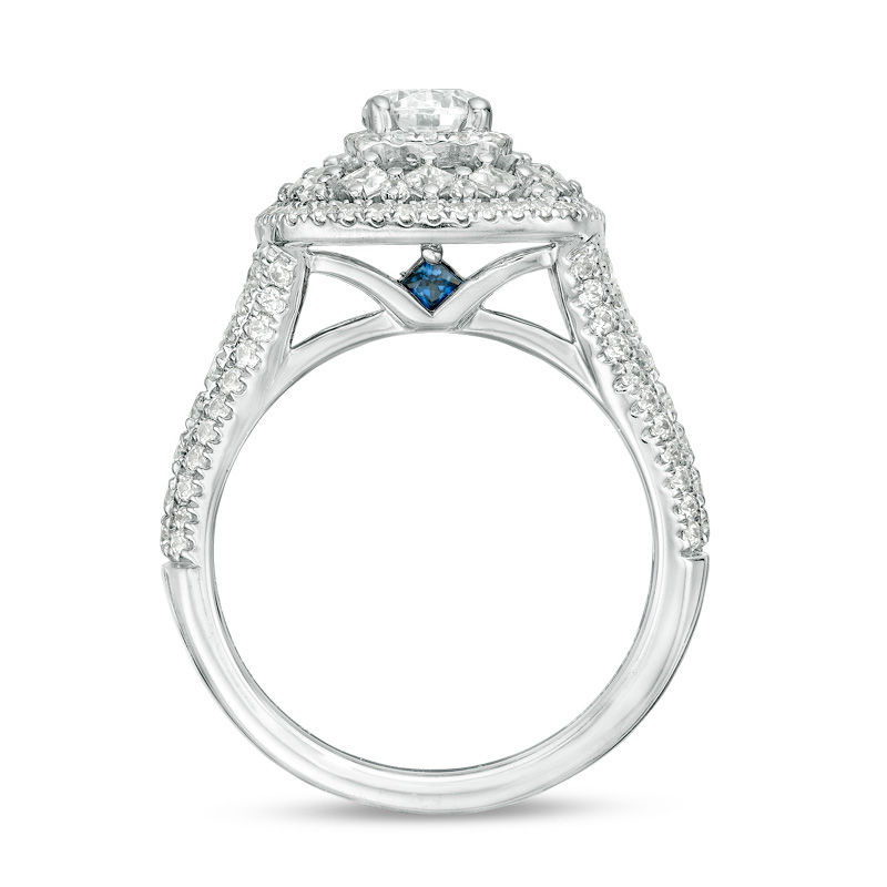 Vera Wang Love Collection 1-1/2 CT. T.W. Diamond Double Cushion Frame Engagement Ring in 14K White Gold