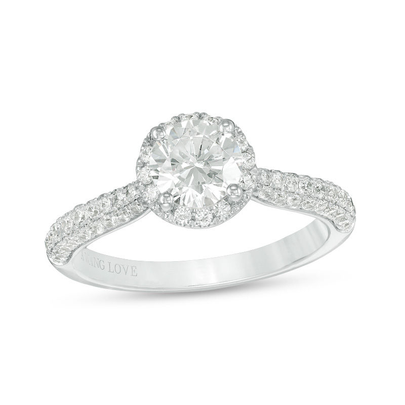 Main Image 1 of Vera Wang Love Collection 1-5/8 CT. T.W. Certified Diamond Frame Engagement Ring in Platinum (I/SI2)