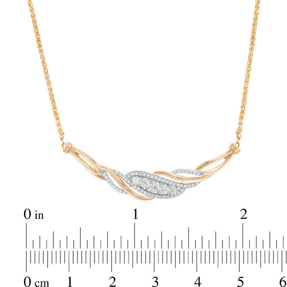 1/2 CT. T.w. Diamond Twist Wave Necklace in 10K Gold - 15.5"