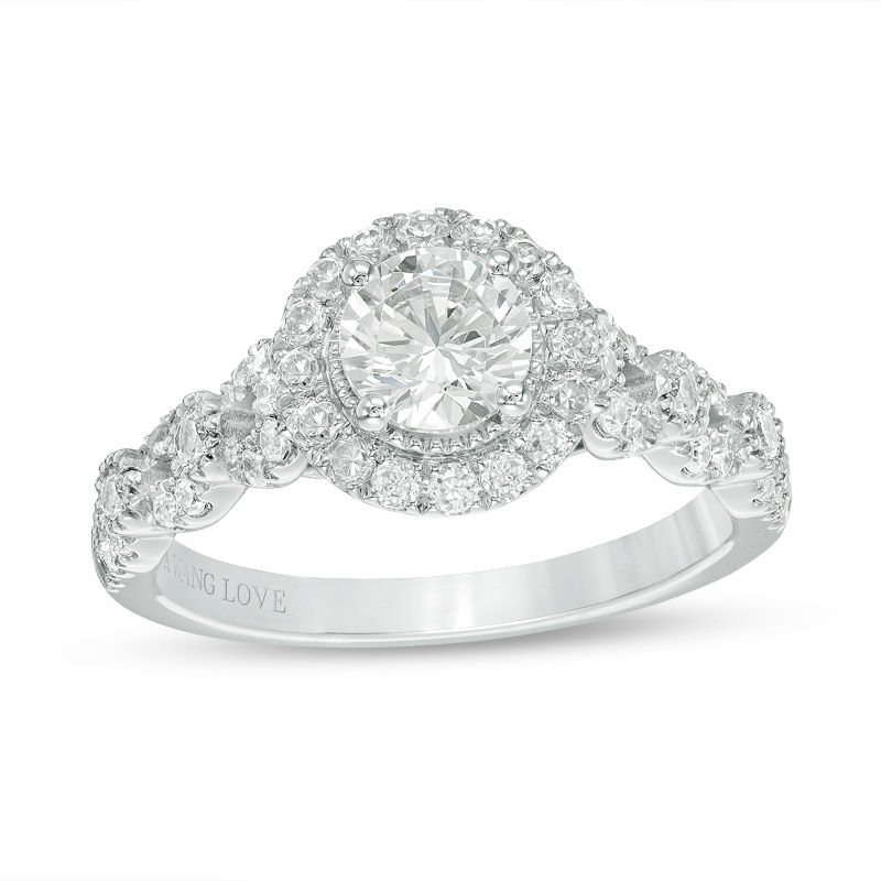 Main Image 1 of Vera Wang Love Collection 1-1/4 CT. T.W. Diamond Frame Vintage-Style Engagement Ring in 14K White Gold