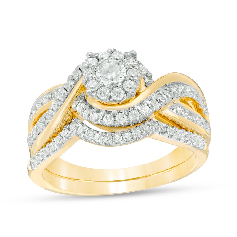 Main Image 1 of 3/4 CT. T.W. Diamond Frame Bypass Bridal Set in 10K Gold