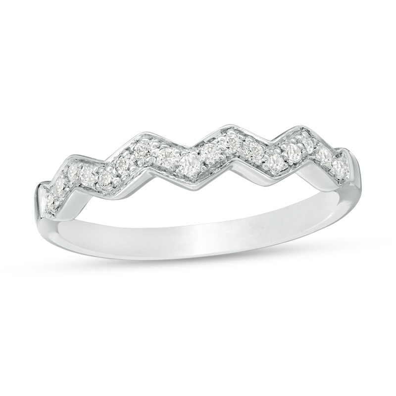Main Image 1 of 1/10 CT. T.W. Diamond Zig-Zag Band in 10K White Gold