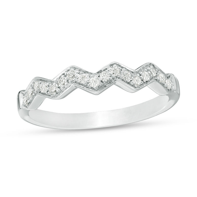 1/10 CT. T.W. Diamond Zig-Zag Band in 10K White Gold