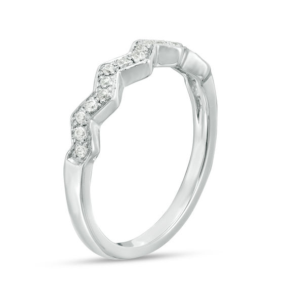 1/10 CT. T.w. Diamond Zig-Zag Band in 10K White Gold
