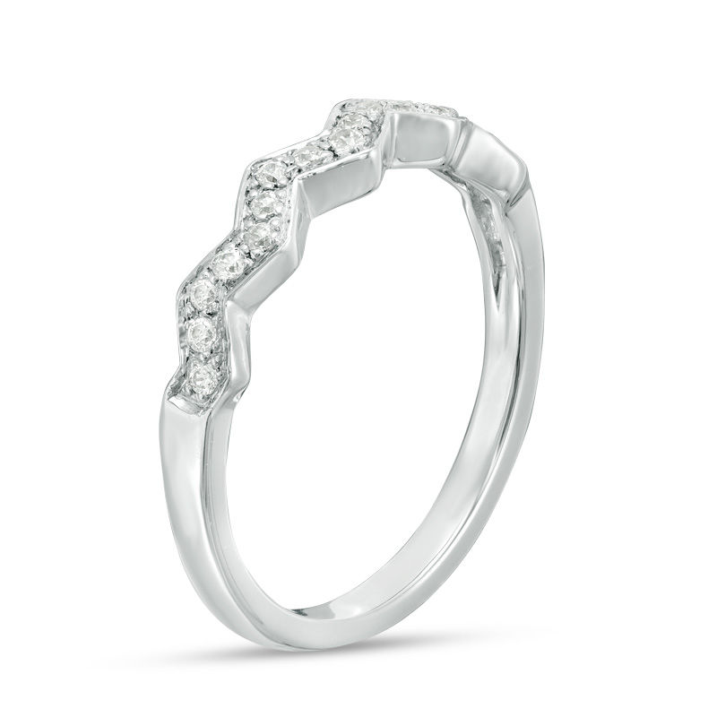 Main Image 2 of 1/10 CT. T.W. Diamond Zig-Zag Band in 10K White Gold