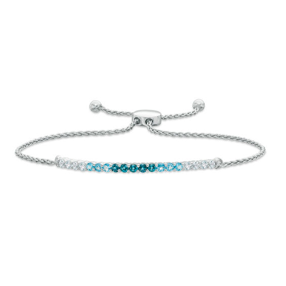 London, Swiss and Sky Blue Topaz Ombré Bolo Bracelet in Sterling Silver - 8.5"