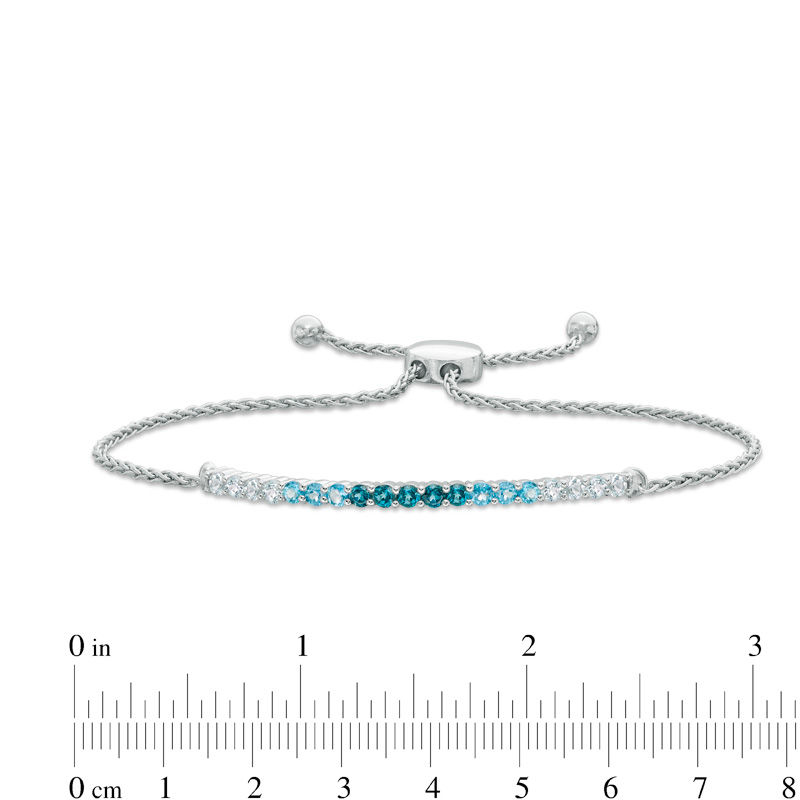 Main Image 2 of London, Swiss and Sky Blue Topaz Ombré Bolo Bracelet in Sterling Silver - 8.5"