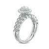 Thumbnail Image 2 of 3/4 CT. T.W. Oval Diamond Double Frame Twist Vintage-Style Bridal Set in 14K White Gold