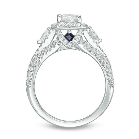 Vera Wang Love Collection 2-1/4 CT. T.w. Emerald-Cut Diamond Frame Engagement Ring in 14K White Gold (I/Si2)