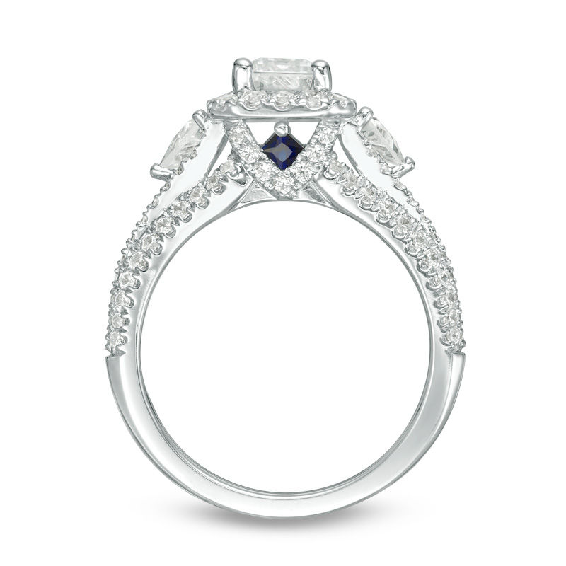 Vera Wang Love Collection 2-1/4 CT. T.W. Certified Emerald-Cut Diamond Frame Engagement Ring in 14K White Gold (I/SI2)