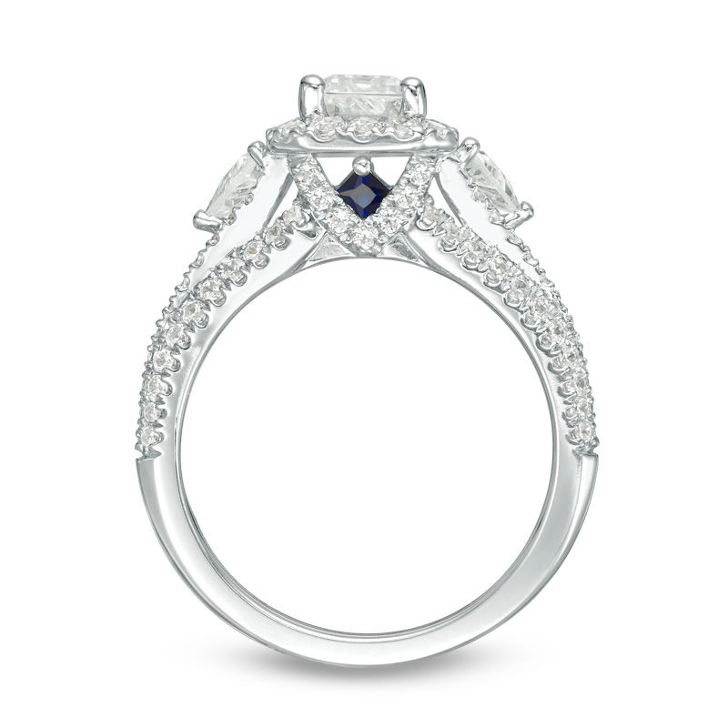 Main Image 3 of Vera Wang Love Collection 2-1/4 CT. T.W. Emerald-Cut Diamond Frame Engagement Ring in 14K White Gold (I/SI2)