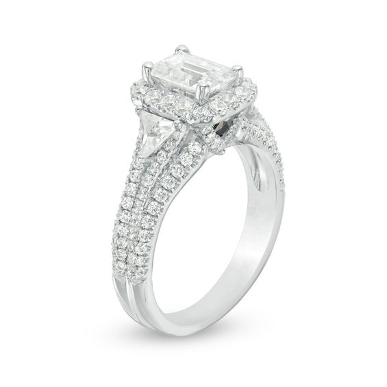 Vera Wang Love Collection 2-1/4 CT. T.w. Certified Emerald-Cut Diamond Frame Engagement Ring in Platinum (I/Si2)