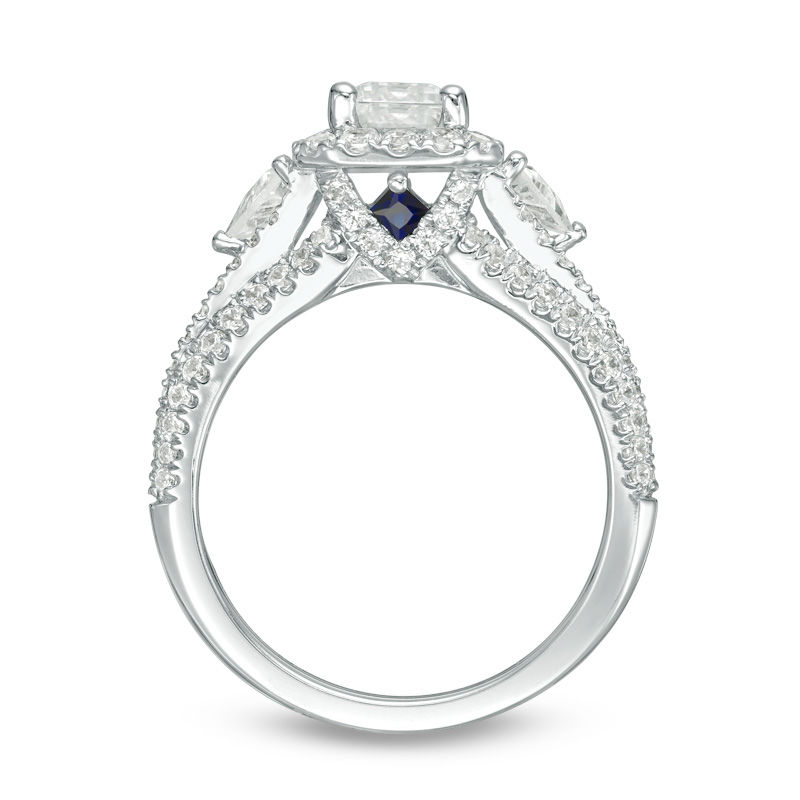 Main Image 3 of Vera Wang Love Collection 2-1/4 CT. T.W. Certified Emerald-Cut Diamond Frame Engagement Ring in Platinum (I/SI2)