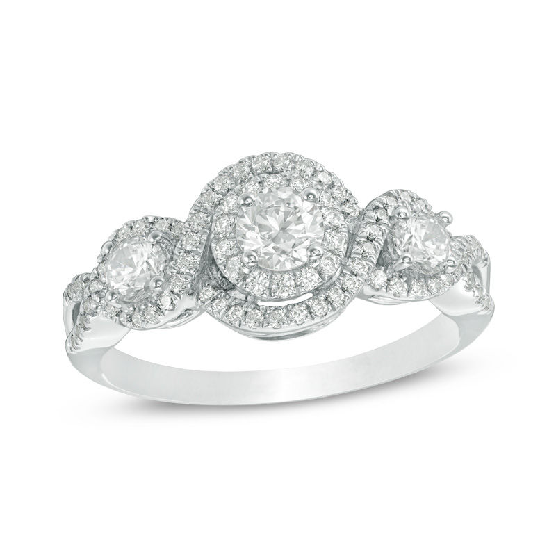 Main Image 1 of 1 CT. T.W. Diamond Past Present Future® Frame Twist Engagement Ring in 14K White Gold