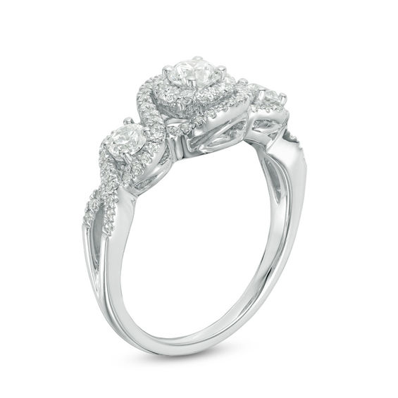 1 CT. T.w. Diamond Past Present FutureÂ® Frame Twist Engagement Ring in 14K White Gold