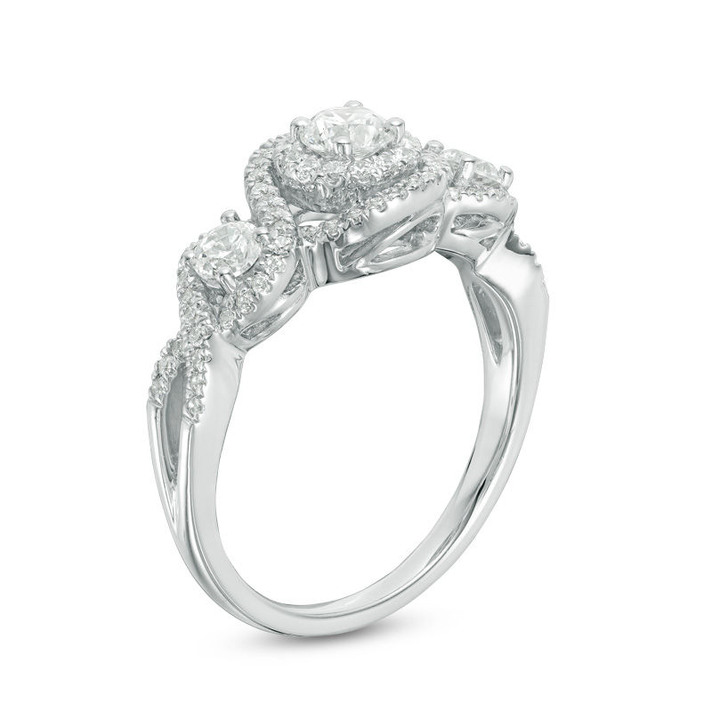 Main Image 2 of 1 CT. T.W. Diamond Past Present Future® Frame Twist Engagement Ring in 14K White Gold