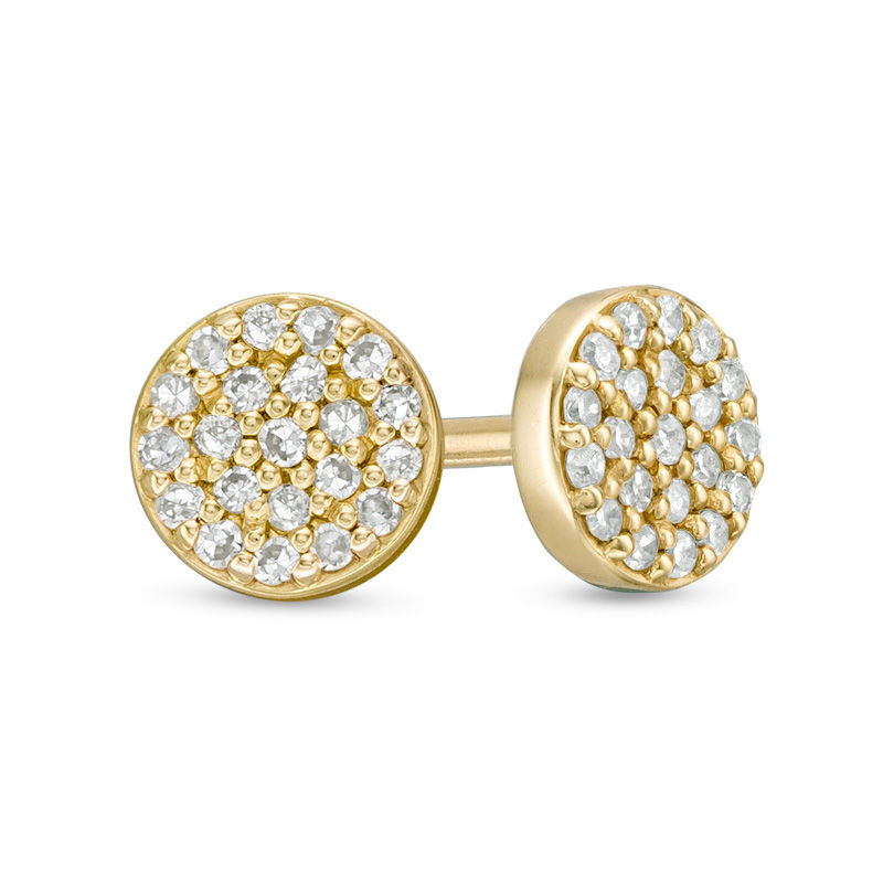 Main Image 1 of 1/8 CT. T.W. Diamond Circle Stud Earrings in 10K Gold