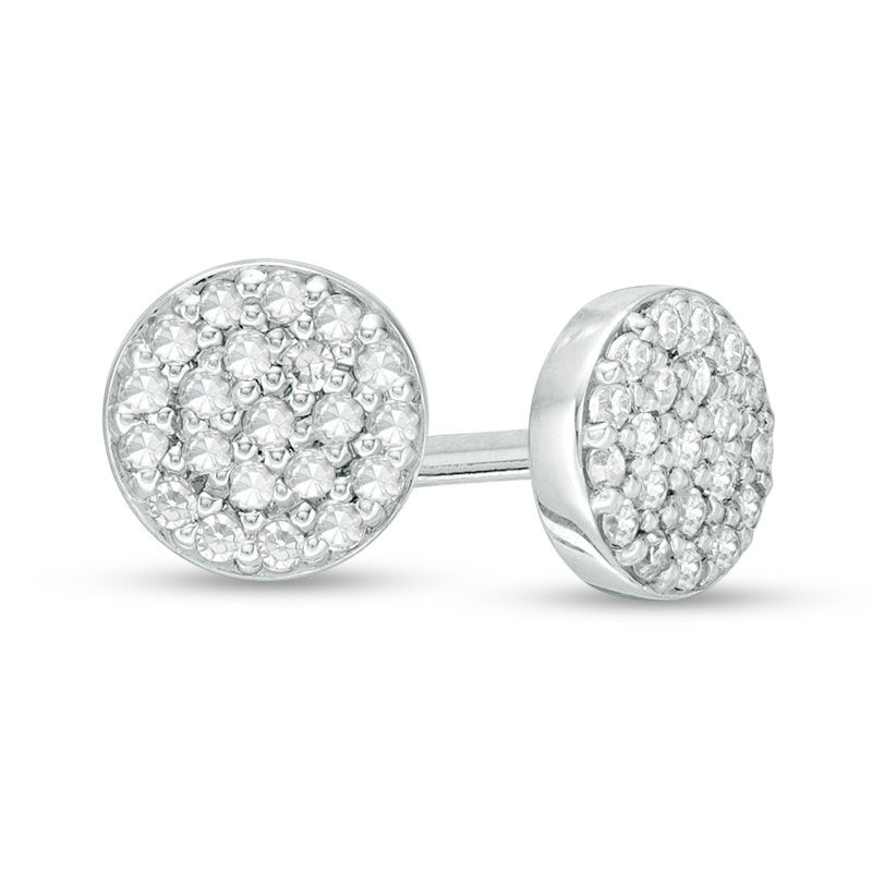 1/8 CT. T.W. Diamond Circle Stud Earrings in 10K White Gold