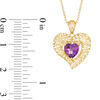 Thumbnail Image 2 of 6.0mm Amethyst Mesh Basket Heart Pendant in 10K Gold