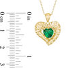 Thumbnail Image 2 of 6.0mm Lab-Created Green Spinel Mesh Basket Heart Pendant in 10K Gold
