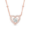 Thumbnail Image 0 of 5.0mm White Lab-Created Sapphire Heart Bead Station Necklace in Sterling Silver with 18K Rose Gold Plate