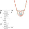 Thumbnail Image 1 of 5.0mm White Lab-Created Sapphire Heart Bead Station Necklace in Sterling Silver with 18K Rose Gold Plate