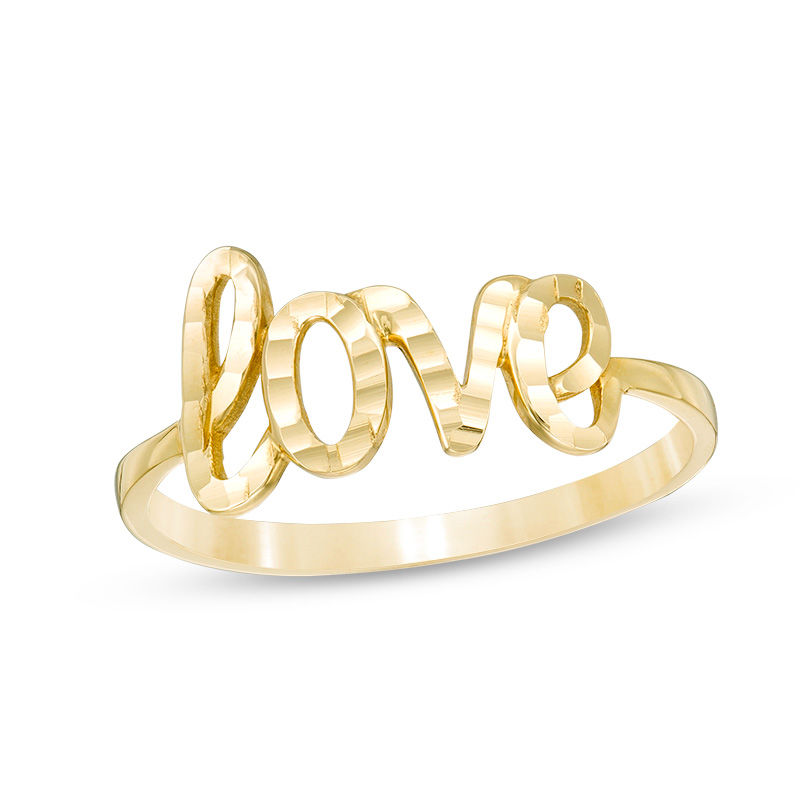 Main Image 1 of Cursive &quot;love&quot; Ring in 10K Gold