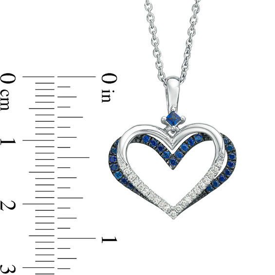 The Kindred Heart from Vera Wang Love Collection Sapphire and 1/10 CT. T.w. Diamond Pendant in Sterling Silver - 19"