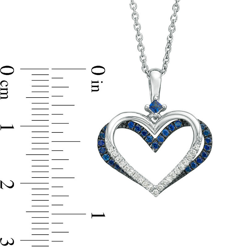 The Kindred Heart from Vera Wang Love Collection Sapphire and 1/10 CT. T.W. Diamond Pendant in Sterling Silver - 19"