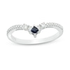 Vera Wang Love Collection Princess-Cut Sapphire and 1/6 CT. T.W. Diamond Chevron Ring in Sterling Silver