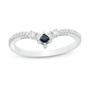 Thumbnail Image 0 of Vera Wang Love Collection Princess-Cut Sapphire and 1/6 CT. T.W. Diamond Chevron Ring in Sterling Silver