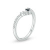 Vera Wang Love Collection Princess-Cut Sapphire and 1/6 CT. T.W. Diamond Chevron Ring in Sterling Silver