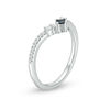 Thumbnail Image 2 of Vera Wang Love Collection Princess-Cut Sapphire and 1/6 CT. T.W. Diamond Chevron Ring in Sterling Silver